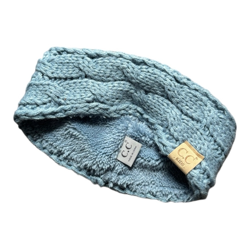 C.C Kids Blue Cable Knit Reversible Headband
